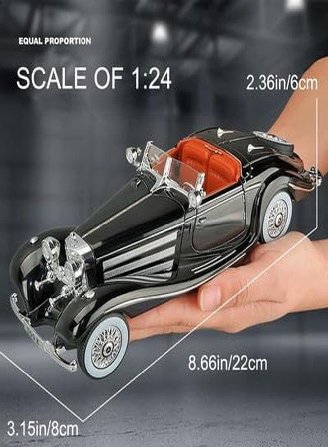 Babelly Compatible for 1:24 Benz 500K Toy Car Model, Diecast Collectible Pull Back Model Car with Sound and Light, Toy Gift Vehicles for Adults Kids Boys Girls (Black) - Image 5